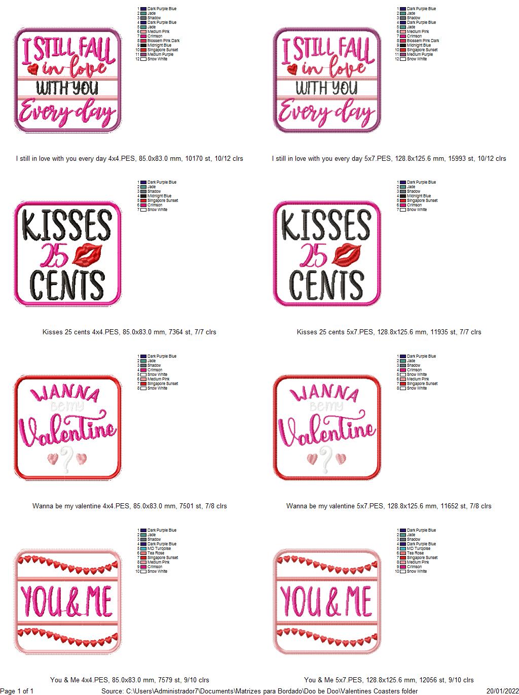 Valentine´s Day Coasters - ITH Project - Machine Embroidery Design