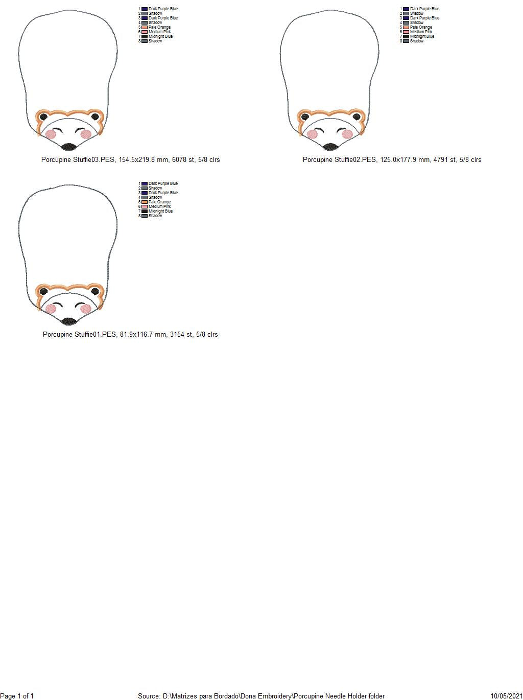 Porcupine Needle Holder - ITH Project - Machine Embroidery Design