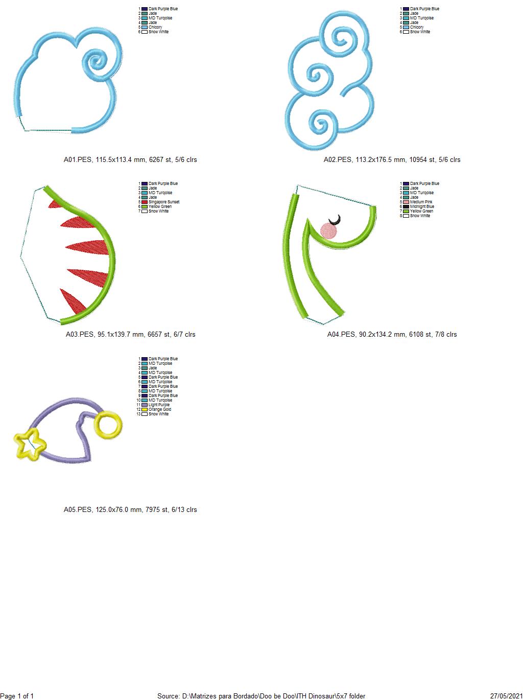 Dinosaur and Moon Ornamen - ITH Project - Machine Embroidery Design
