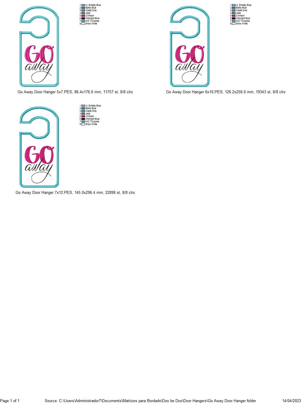 Go Away Door Hanger - ITH Project - Machine Emboridery Design