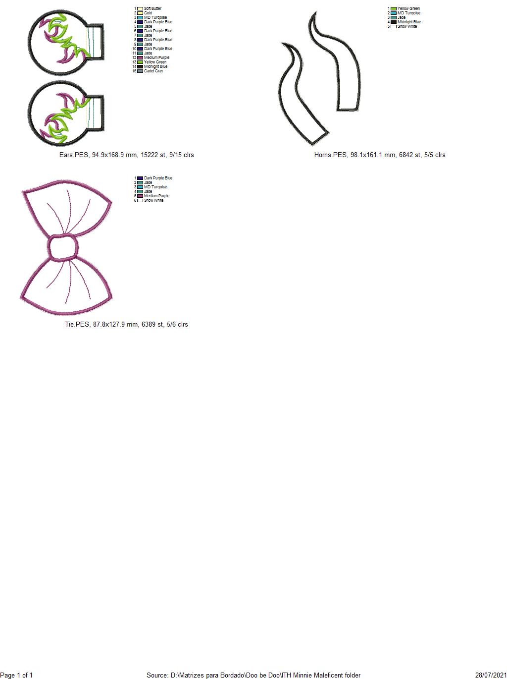 Mouse Ears Maleficent Headband - ITH Project - Machine Embroidery Design