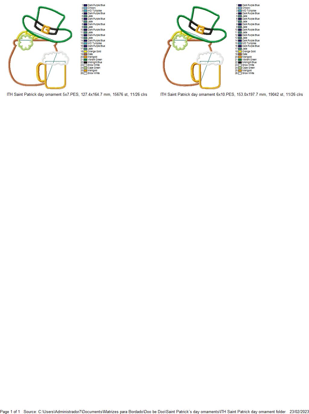 Saint Patrick´s Day Ornament - ITH Project - Machine Embroidery Design