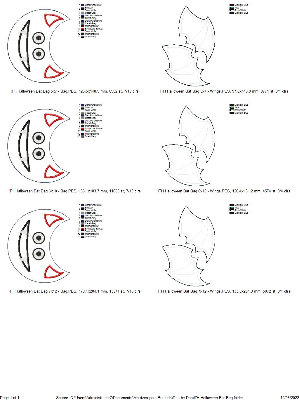 Halloween Bat Candy Bag - ITH Project - Machine Embroidery Design