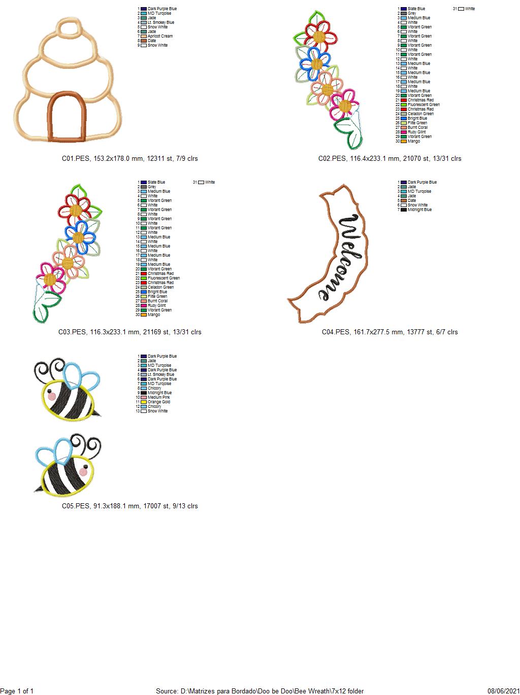 Bee House Welcome Wreath - ITH Project - Machine Embroidery Design