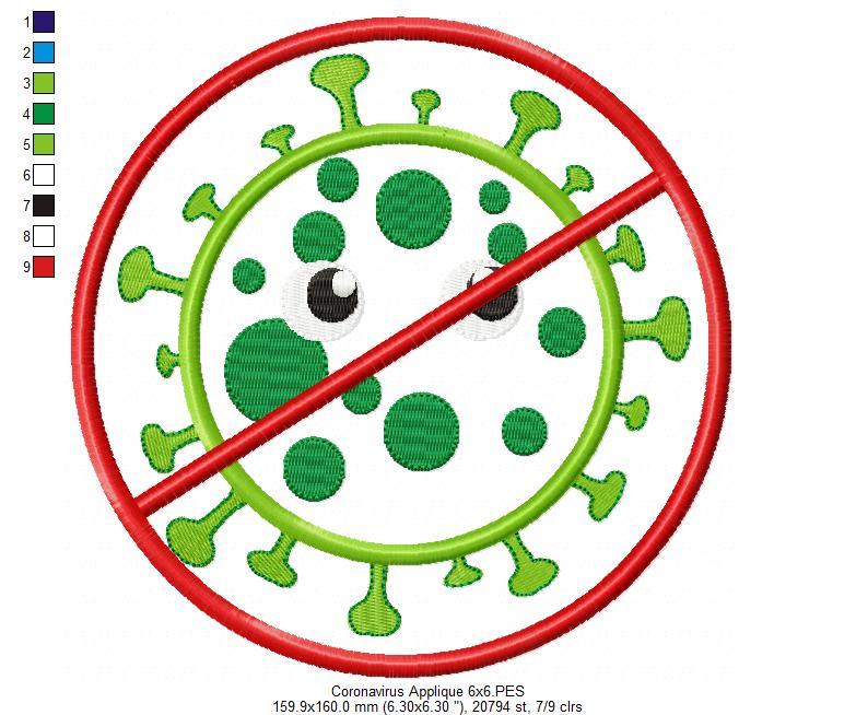 Coronavirus Covid-19 - Applique Embroidery