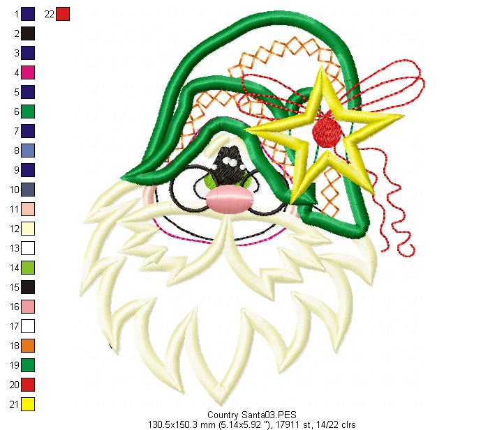 Country Mystic Santa Claus - Christmas Applique - Machine Embroidery Design