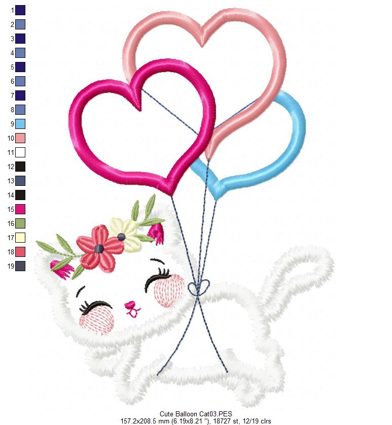 Balloon Cat - Applique