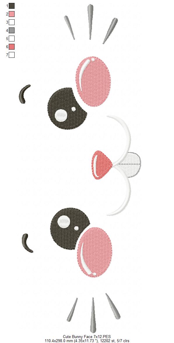 Silly Bunny Face - Fill Stitch - Machine Embroidery Design
