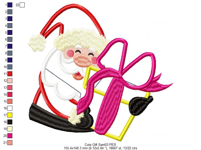 Santa with gift - Applique