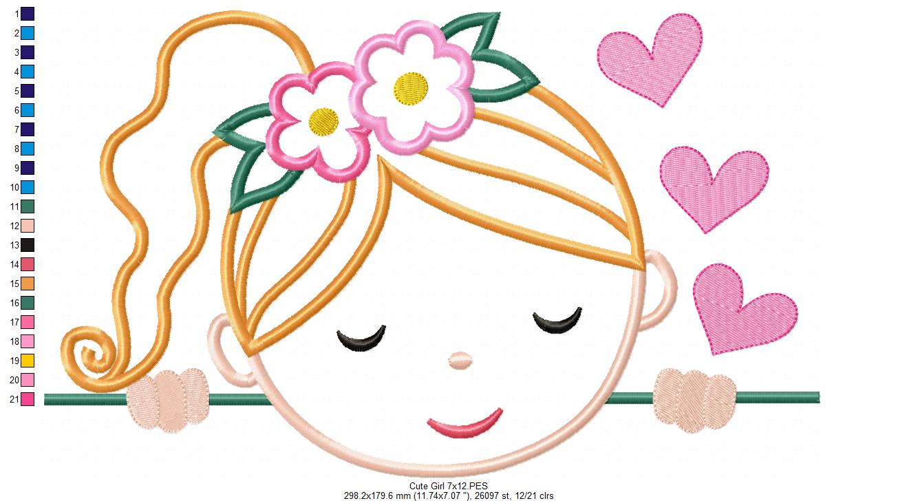 Cute Boy and Girl - Set of 7 designs - Applique