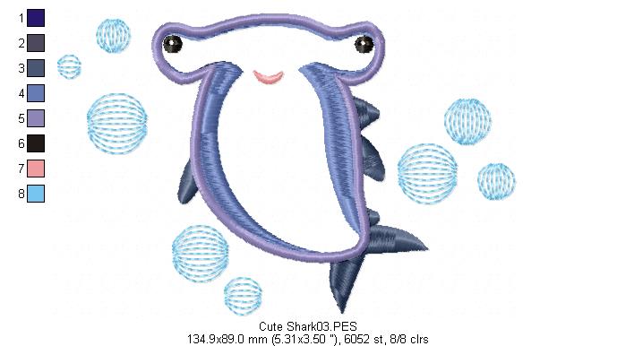 Cute Shark - Applique