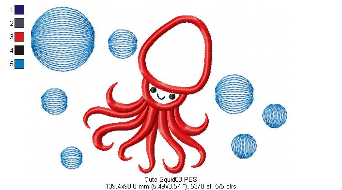 Cute Squid - Applique