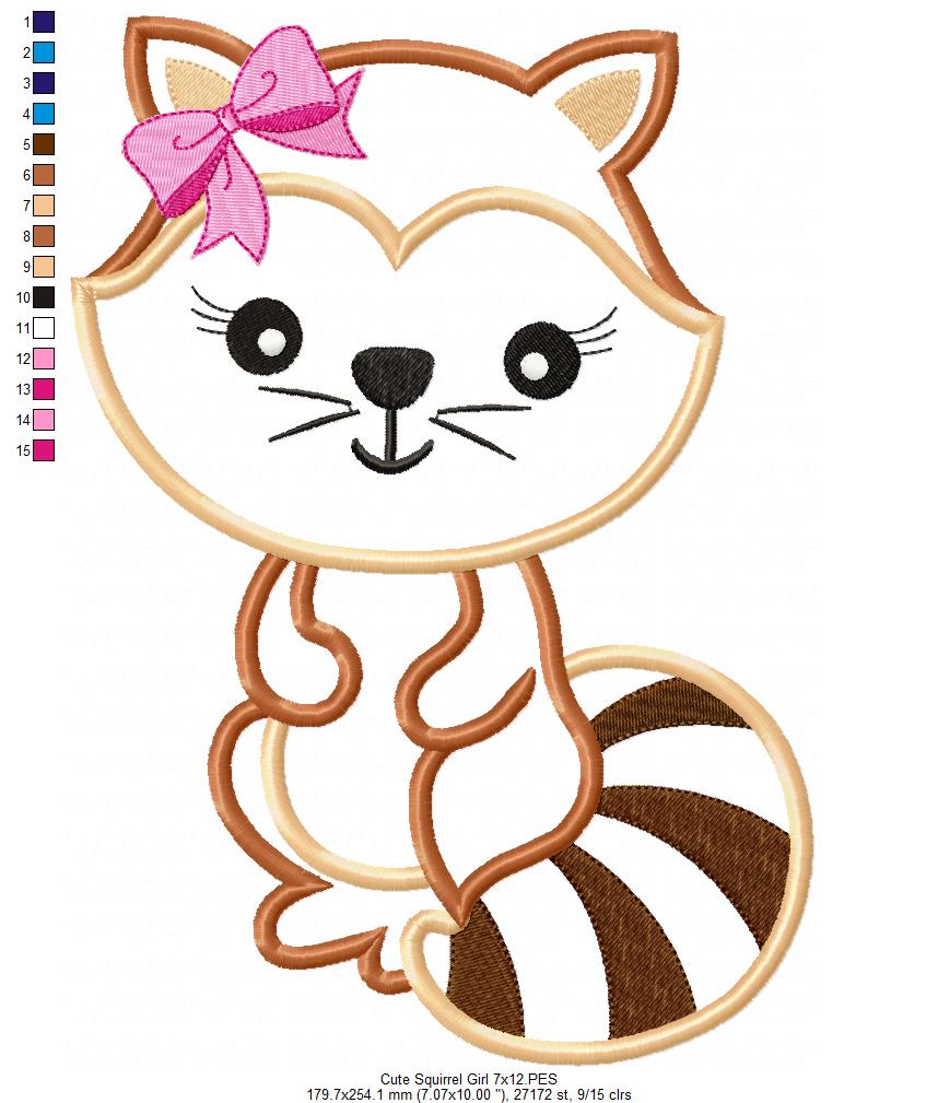 Cute Squirrel Boy and Girl - Applique - Set of 2 designs