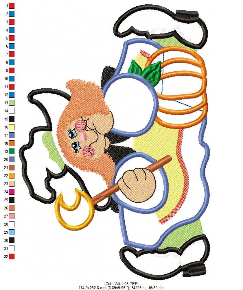 Cute Halloween Witch - Applique