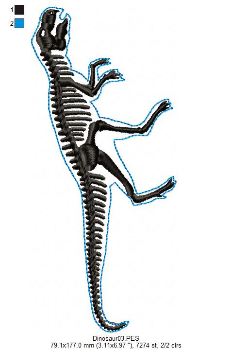 Tyrannosaurus Rex Dinosaur Skeleton - Satin Stitch