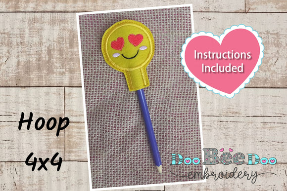 Pencil Topper Emoticon Love  - ITH Project - Machine Embroidery Design