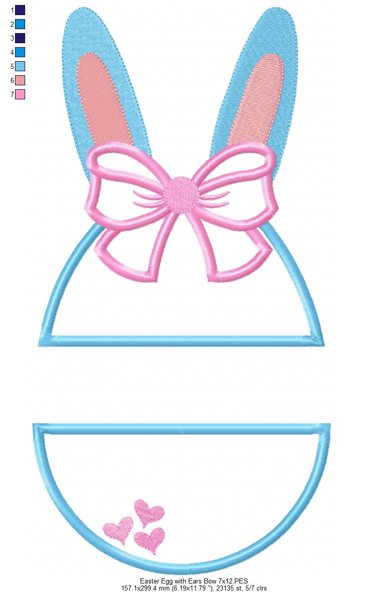 Easter Bunny Silhouette and Split Easter Egg - Applique - Set of 2 designs