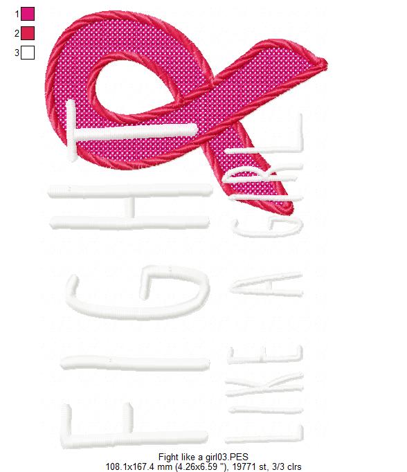 Fight Like a Girl - Fill Stitch Embroidery Design