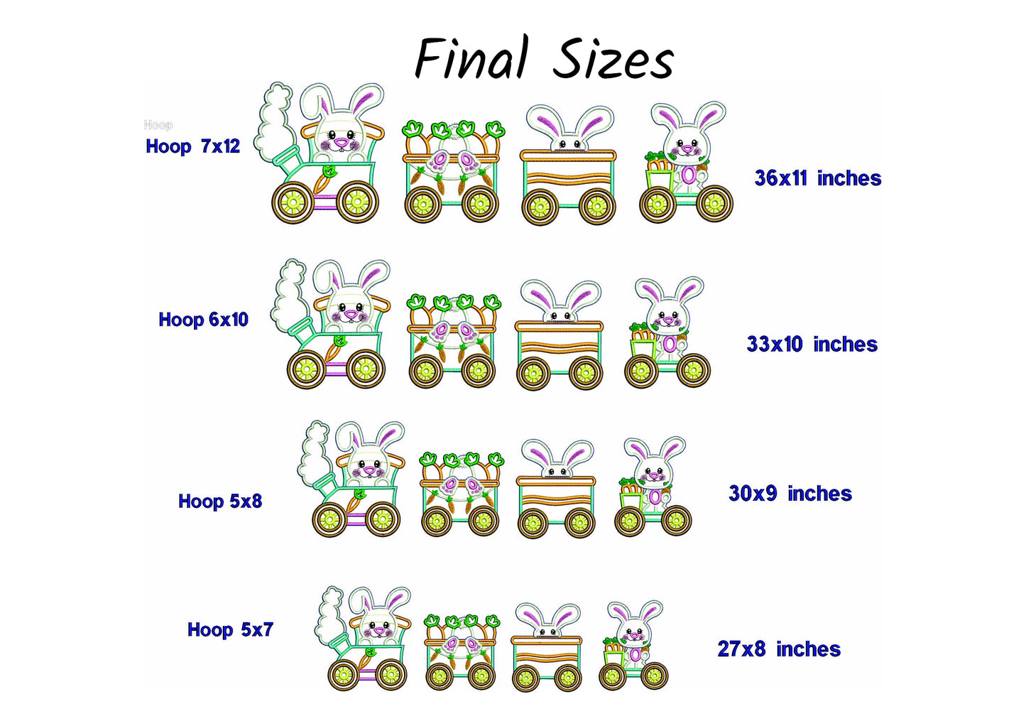 Train with Rabbits - ITH Project - Machine Embroidery Design