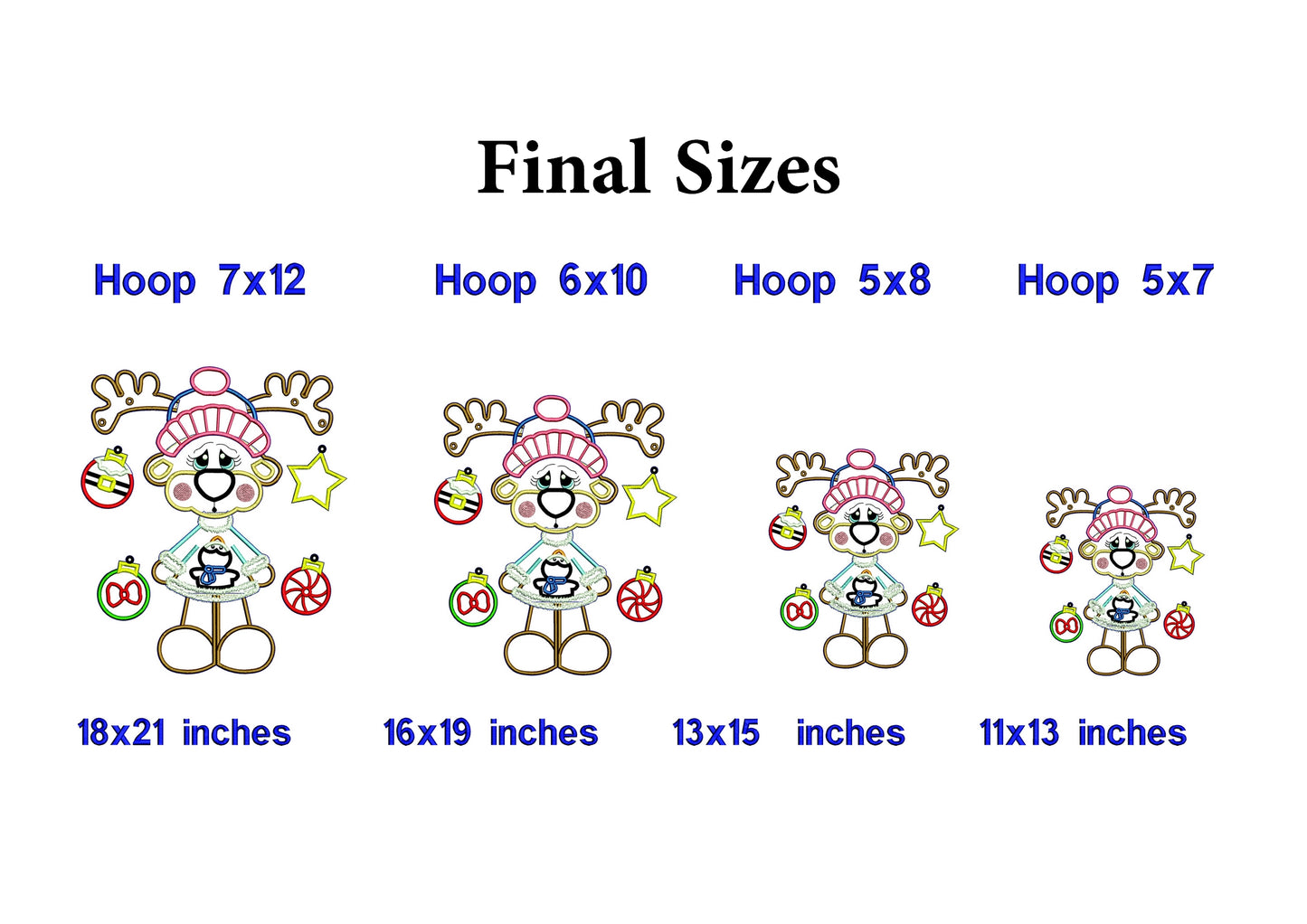 Reindeer with Christmas Bulbs - ITH Project - Machine Embroidery Design