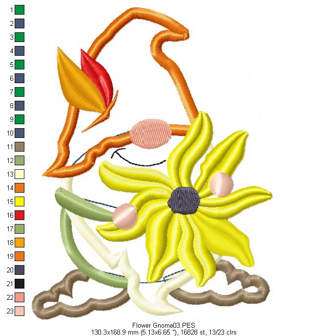 Flower Gnome - Applique