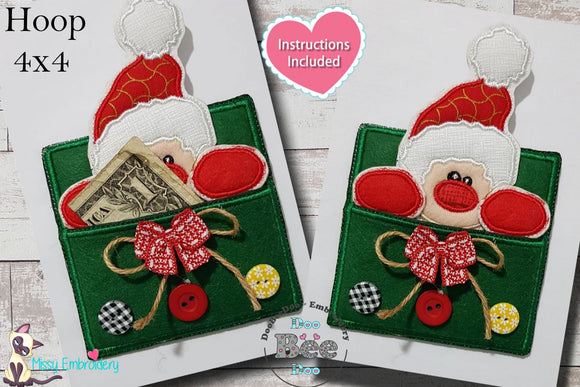 Santa Claus Money Gift Card - ITH Project - Machine Embroidery Design