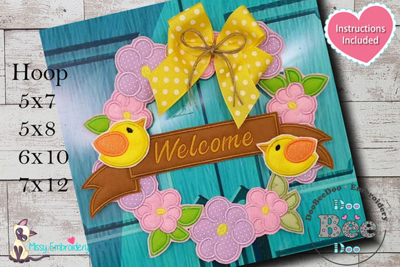 Spring Wreath Welcome - ITH Project - Machine Embroidery Design