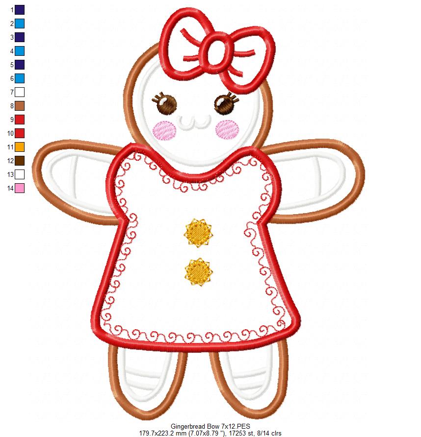 Gingerbread Girl Bow - Applique