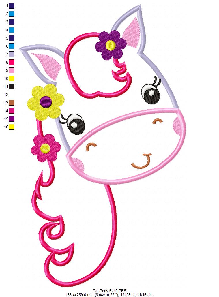 Girl Pony - Applique
