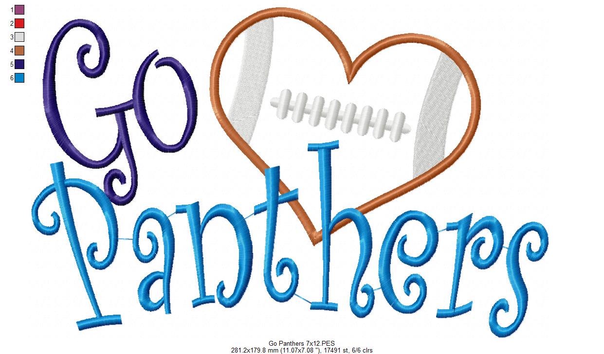 Go Panthers – Appliqué – Machine Embroidery Design