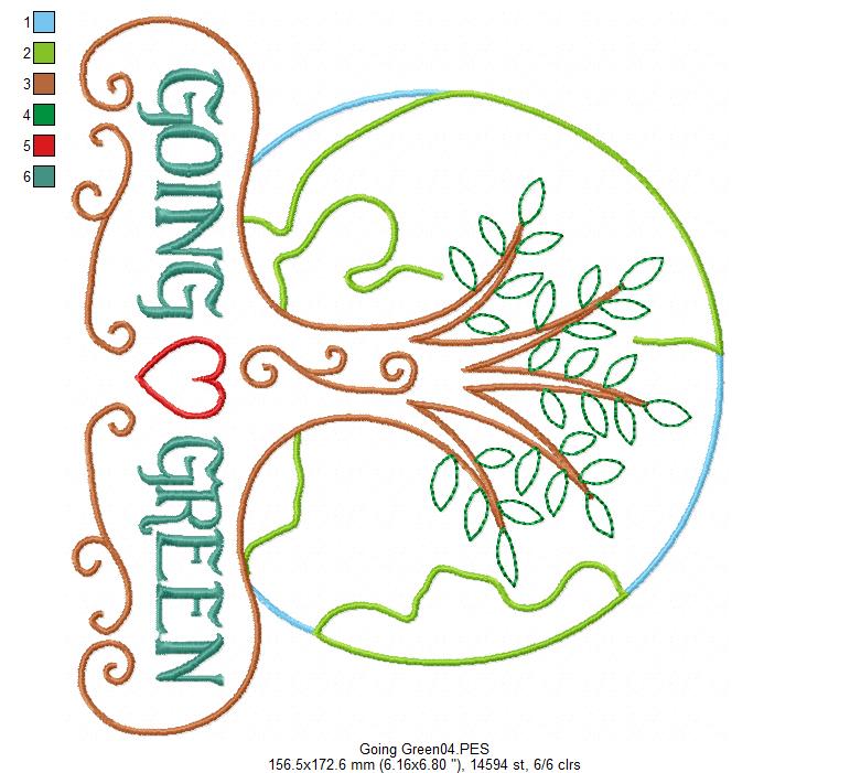 Going Green - Satin Stitch