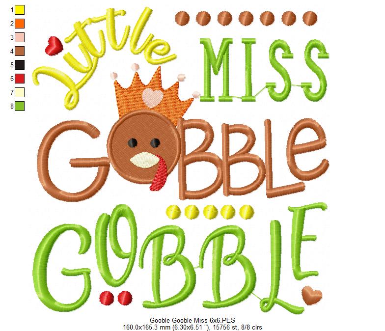 Little Miss Gobble Gobble - Fill Stitch