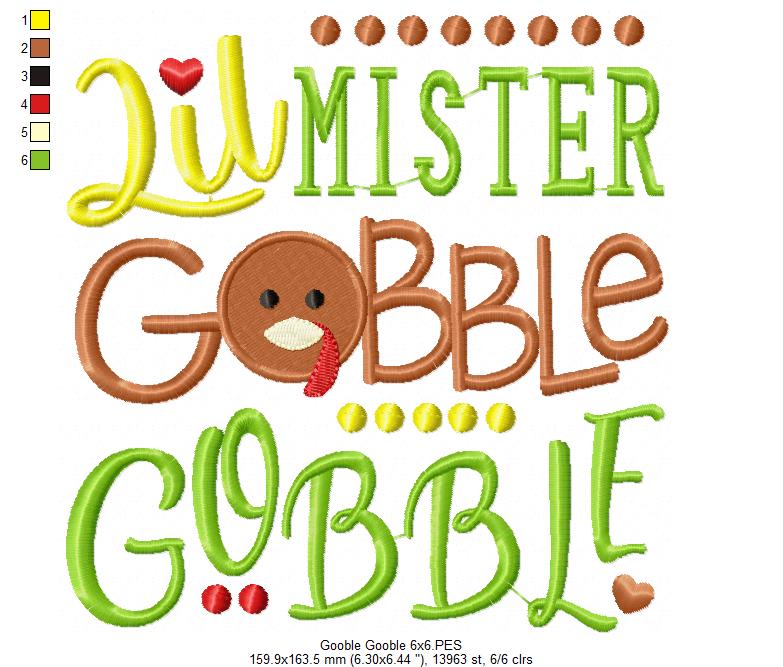 Lil Mister Gobble Gobble - Applique