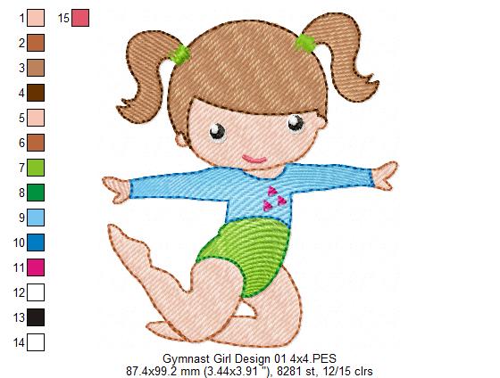 Gymnast Girls - Fill Stitch - Set of 4 designs