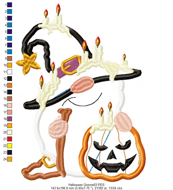 Halloween Gnome with Pumpkin - Applique