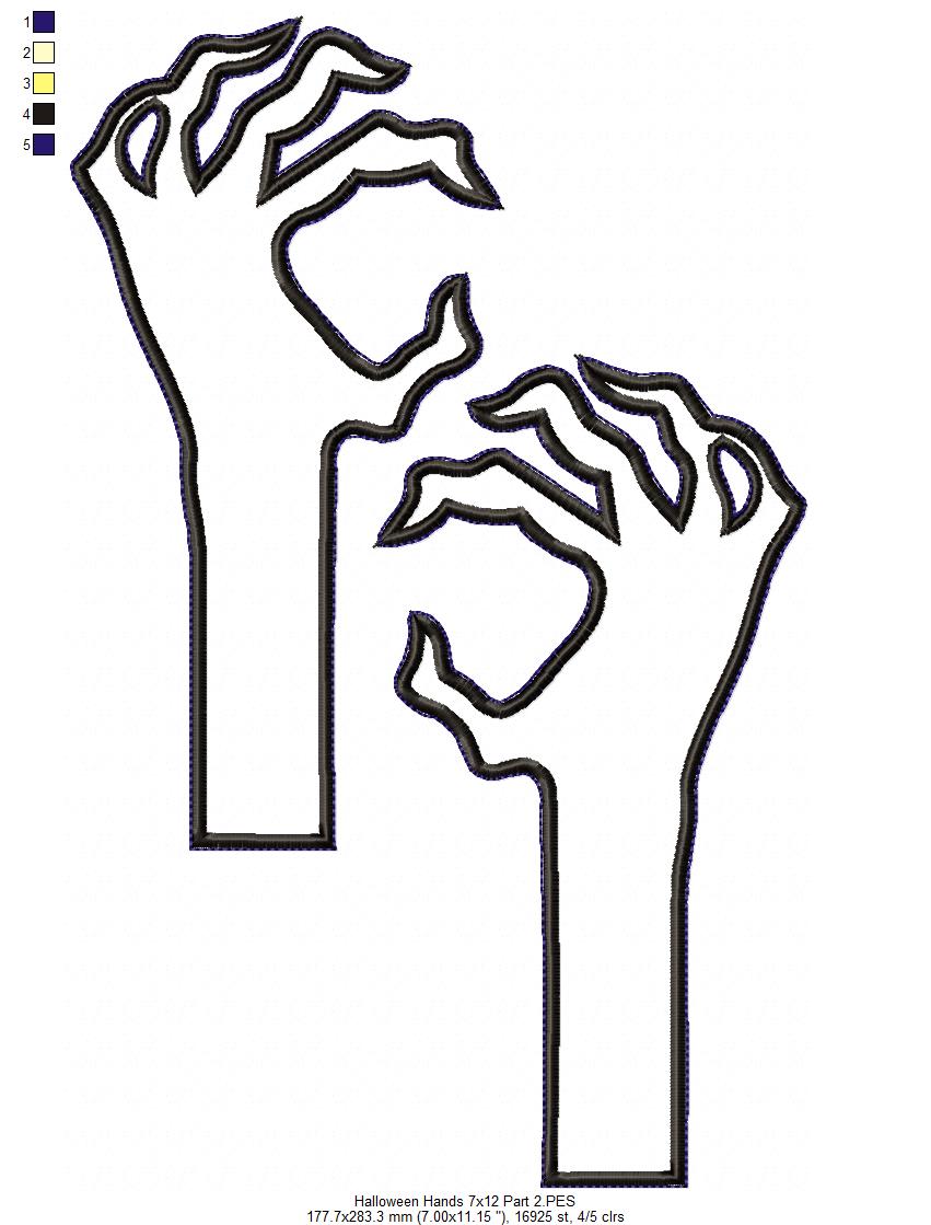 Halloween Zombie Hands - ITH Project - Machine Embroidery Design