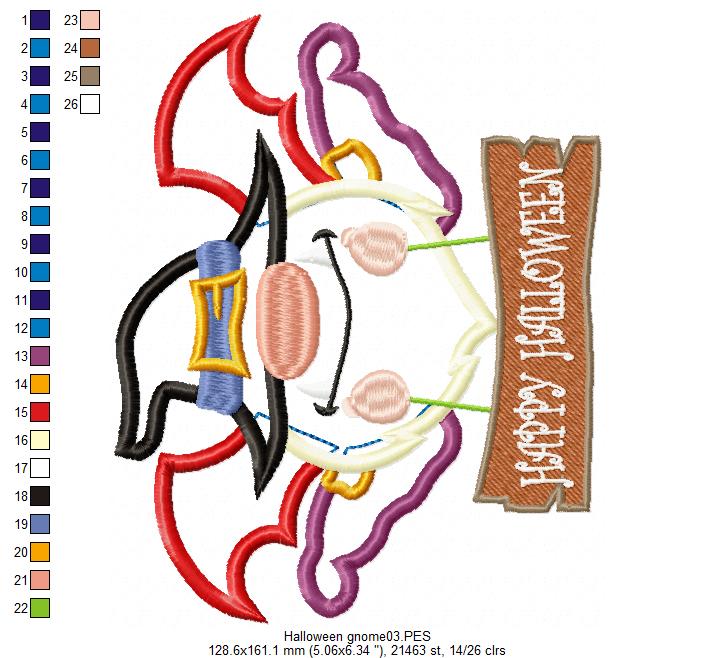 Vampire Gnome with Hat - Applique