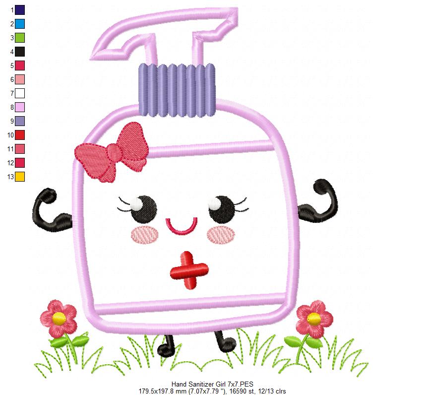 Hand Sanitizer Boy and Girl - Applique - Set of 2 designs