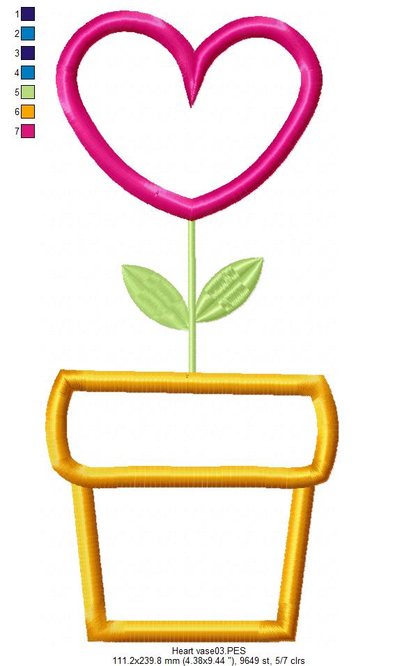 Heart Vase - Applique