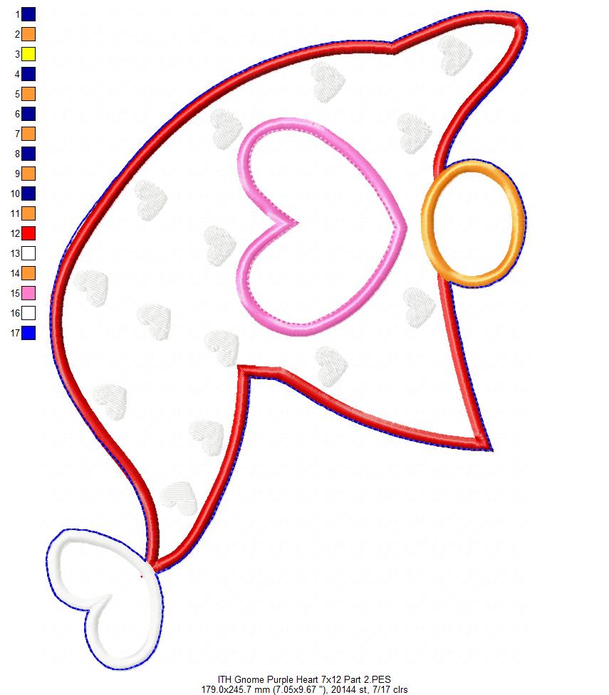 Hearts Gnomes Ornaments - ITH Project - Machine Embroidery Design