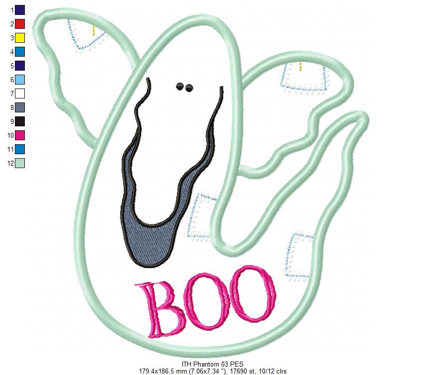 Boo Ghost Door Ornament - ITH Project - Machine Embroidery Design