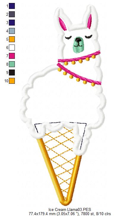 Llama Ice Cream - Applique