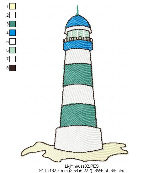 Lighthouse - Fill Stitch - Machine Embroidery Design