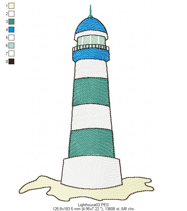 Lighthouse - Fill Stitch - Machine Embroidery Design