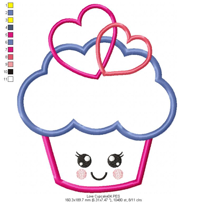 Love Cupcake 1 - Applique - Machine Embroidery Design