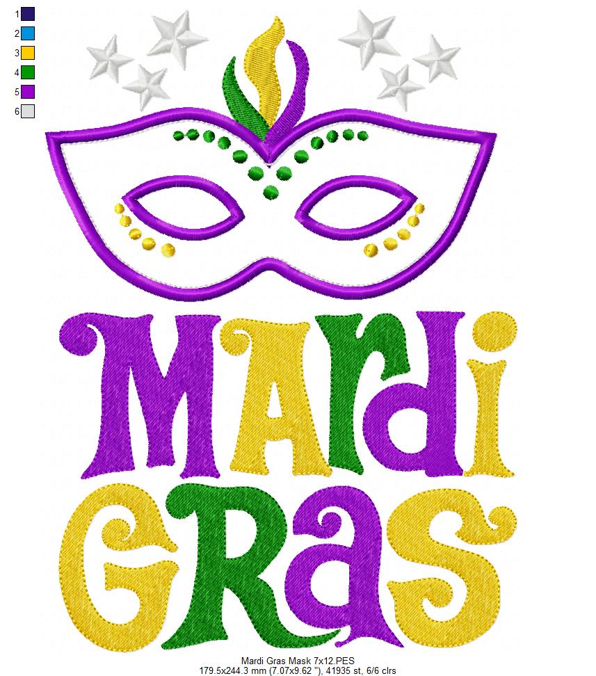 Mardi Gras - Applique - Machine Embroidery Design