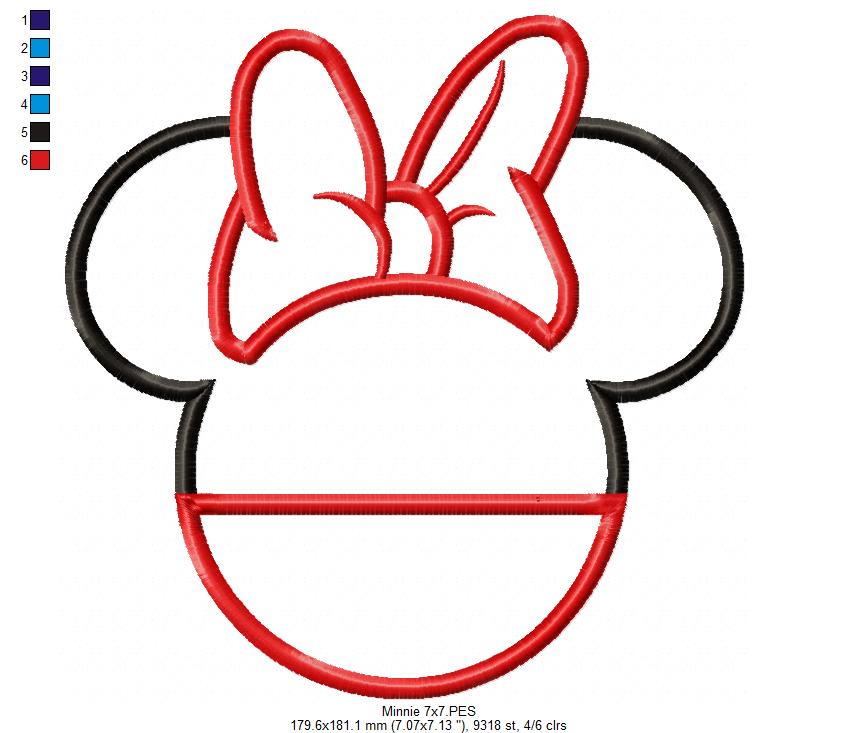 Mouse Ears Girl - Applique - Machine Embroidery Design