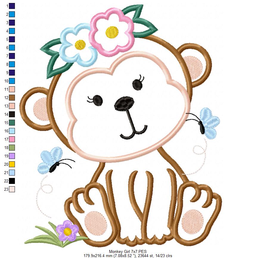 Monkey Girl and Boy - Set of 2 designs - Applique