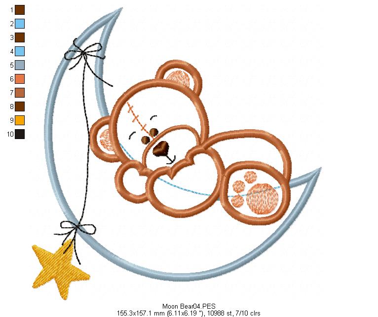 Moon Teddy Bear- Applique