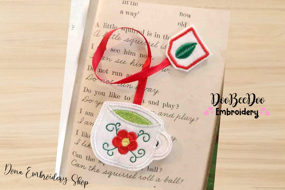 Flower Teacup Bookmarker - ITH Project - Machine Embroidery Design